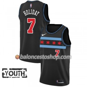 Camiseta Niños NBA Chicago Bulls Justin Holiday 7 2018-19 Nike City Edition Negro Swingman